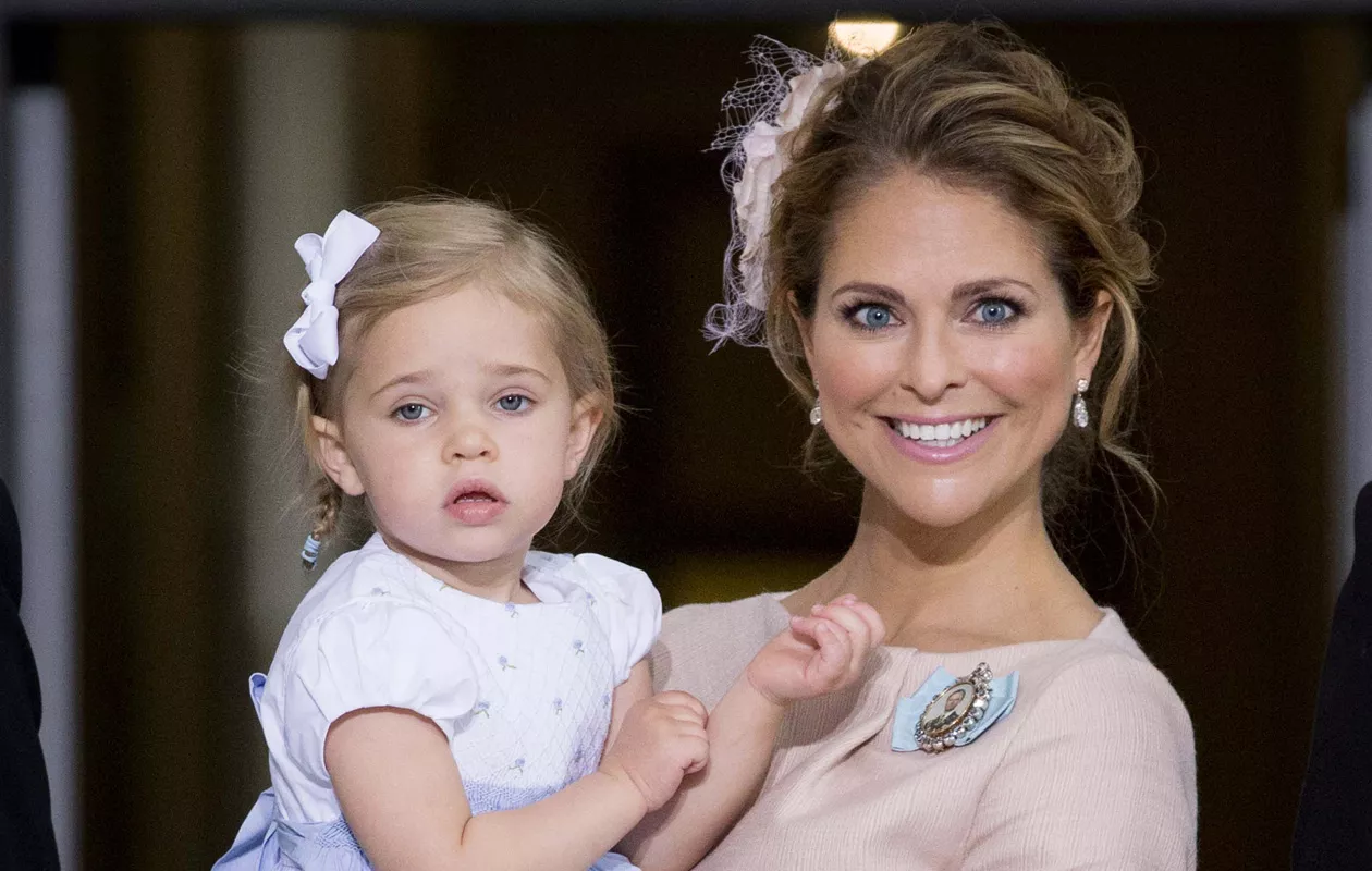 Princess Madeleine of Sweden and daughter Leonore at the christening of Prince Oscar in the chapel of the Royal Palace in Stockholm, Sweden, 27 May 2016. LOOK PRESS AGENCY CODE: DUTCH THE CHRISTENING OF THE PRINCE OSCAR CARL OLOF