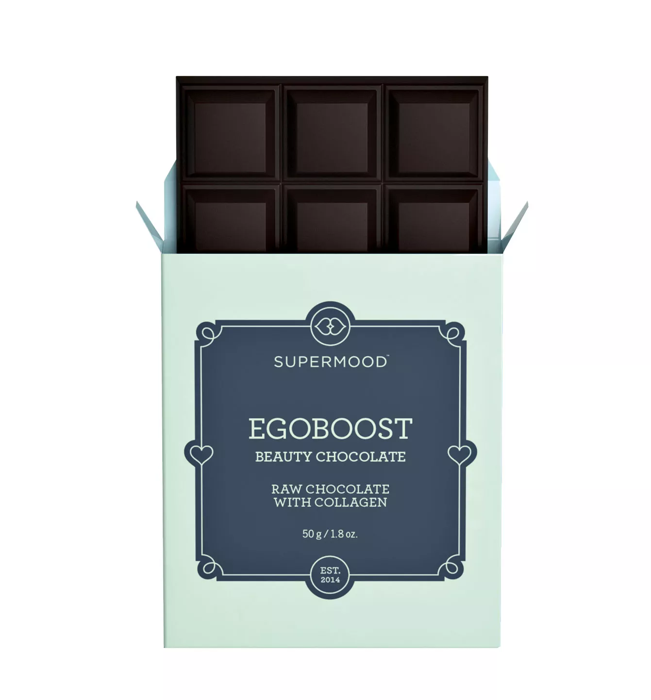 Supermood Egoboost-suklaata voi syödä hyvällä omallatunnolla, sillä se sisältää kollageenia. 