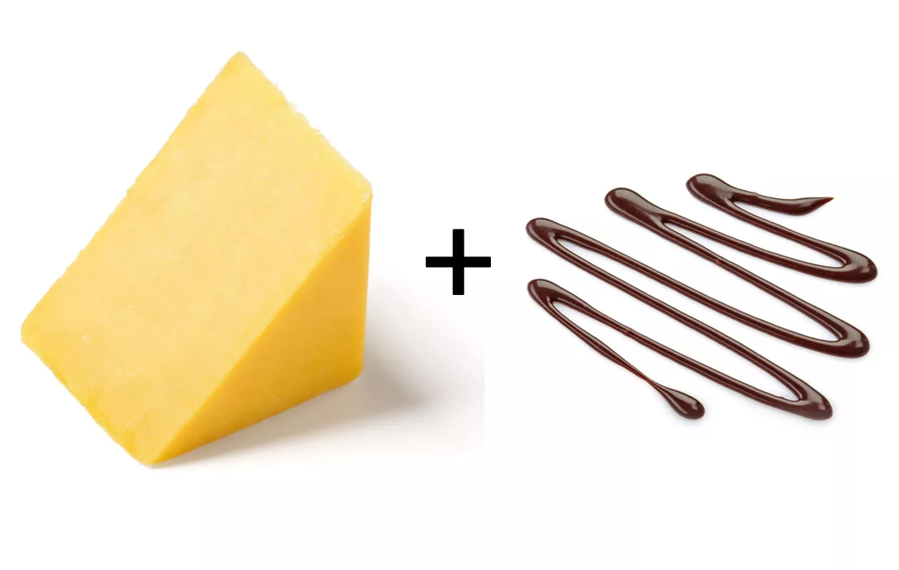 cheddar-juusto ja suklaa