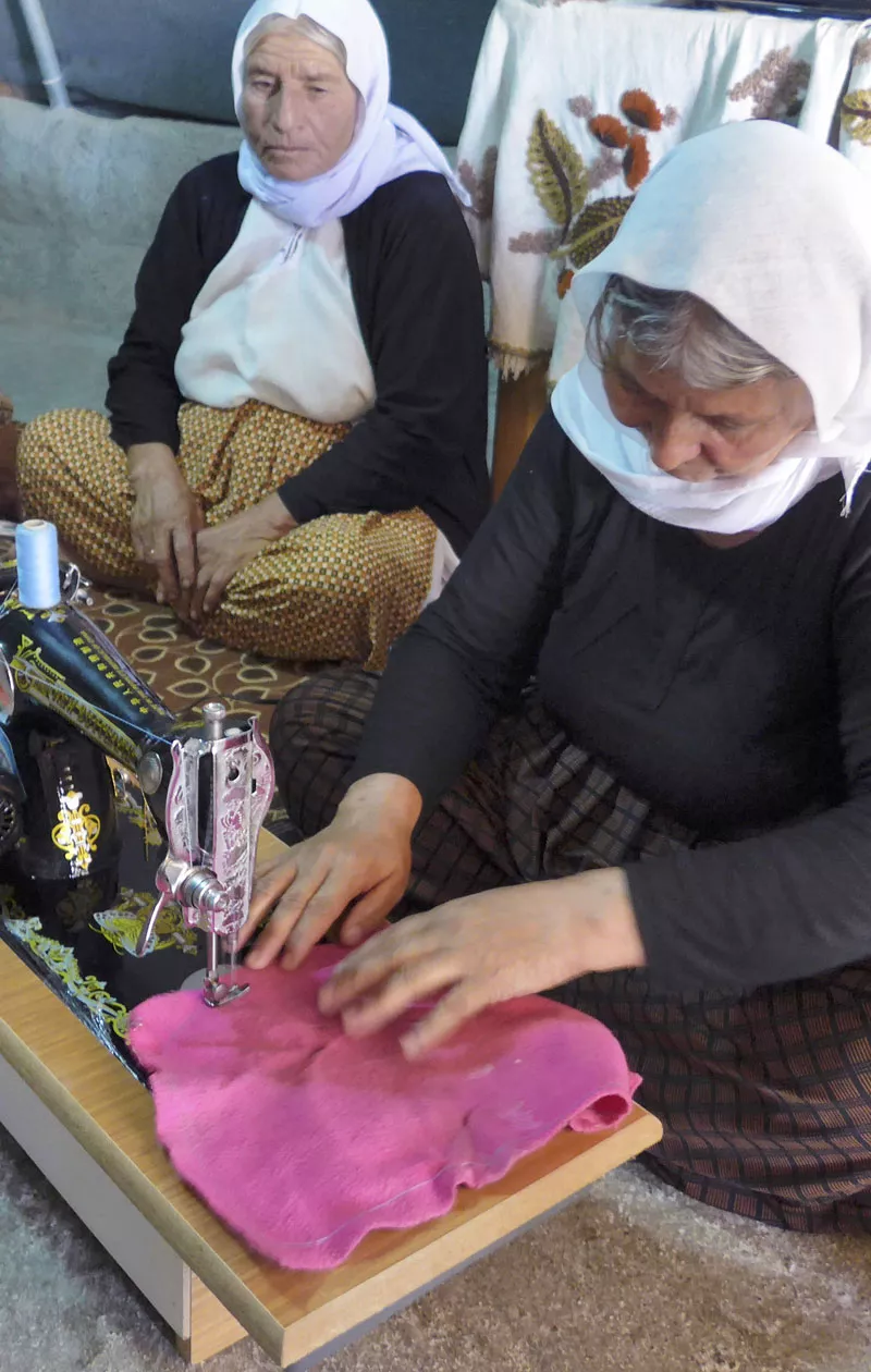 Marjan kummikerho on hankkinut avustettaville naisille ompelukoneita. 