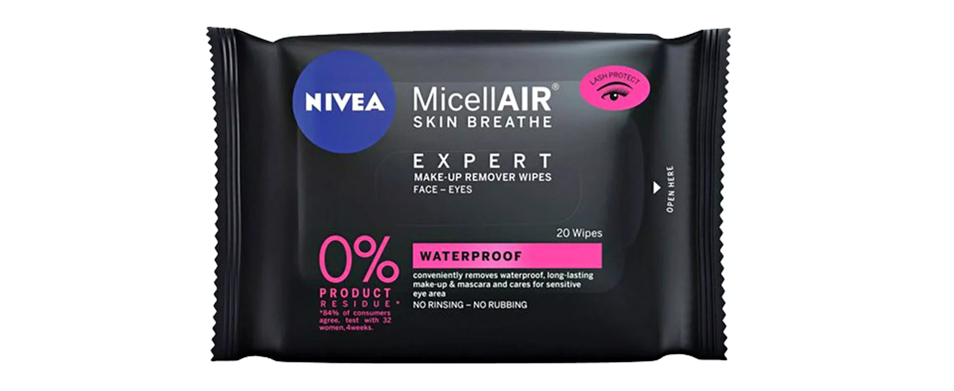 Nivea MicellAir Expert Make-Up Remover Wipes -puhdistusliinat poistavat myös vedenkestävän meikin, 20 kpl 4,50 e.