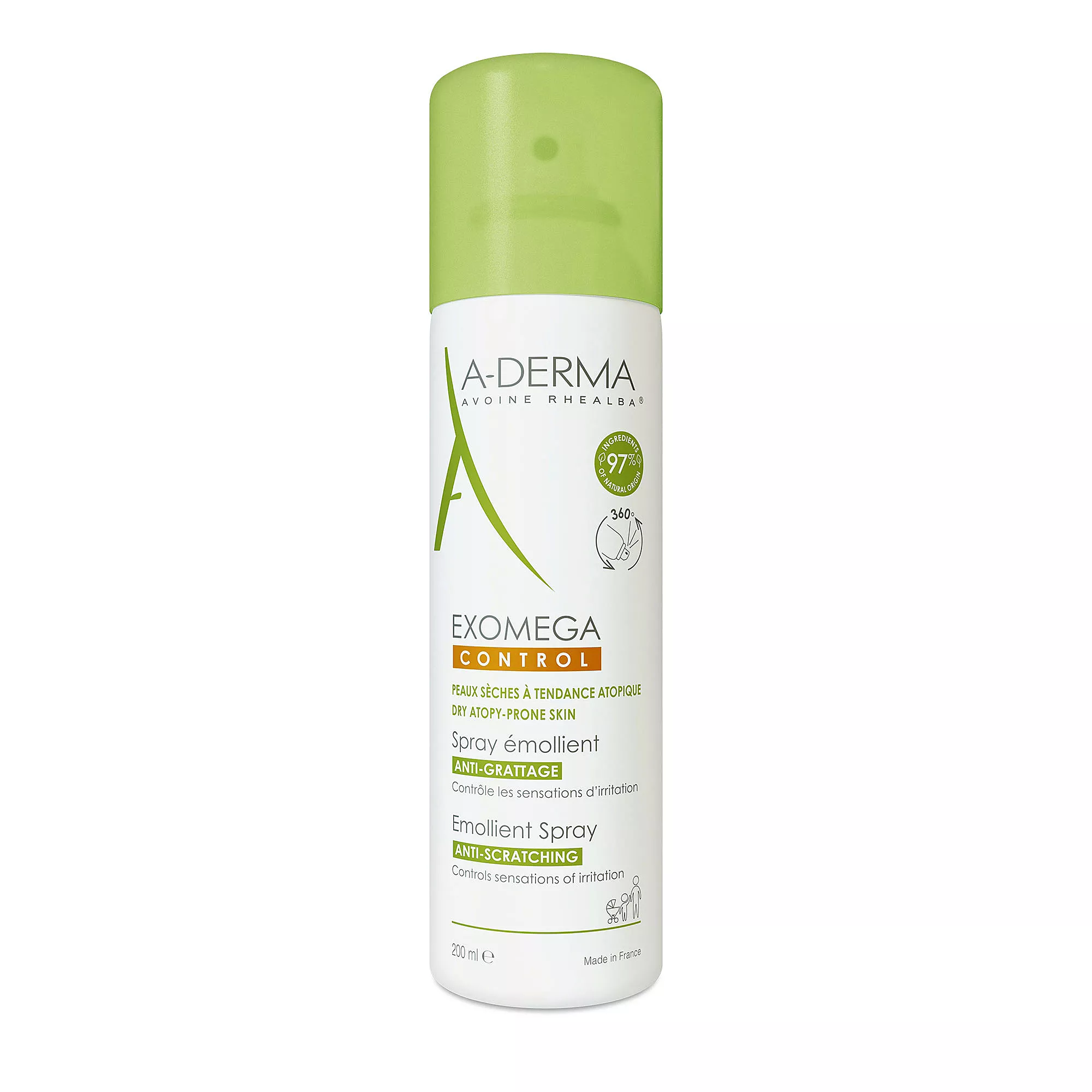 A-Derma Exomega Control Emollient Spray on iholle suihkutettava, nestemäinen voide, joka rauhoittaa kutisevaa ihoa, 200 ml 21 e.