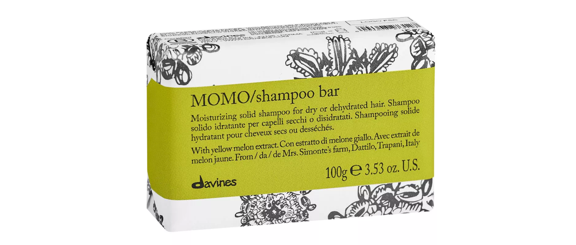 Davines Essential Haircare Momo -palasampoo kuiville hiuksille sisältää hunajameloniuutetta, 100 g 25 e.