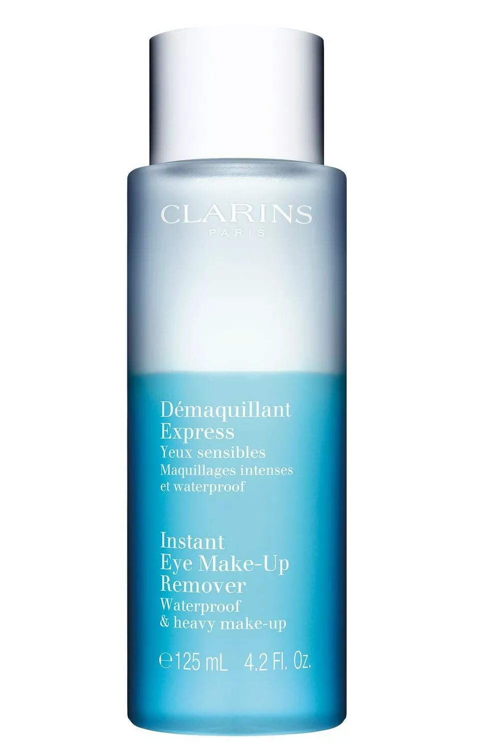 Clarins Instant Make-Up Remover Waterproof & heavy make-up sisältää rauhoittavaa luonnonmukaista ruusuvettä, ruiskukkaa sekä kamomillaa, 125 ml 32 e.