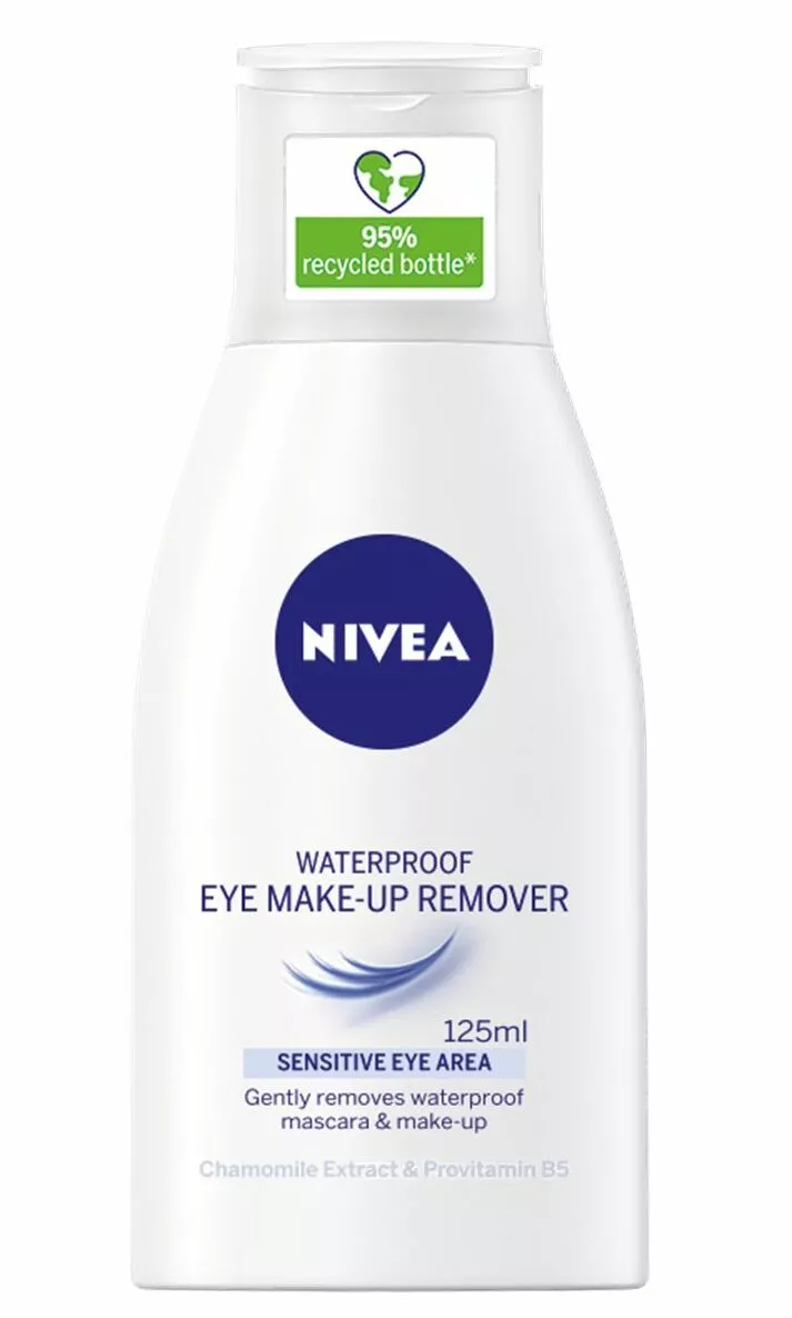 Nivea Waterproof Eye Make-up Remover sisältää rauhoittavaa kamomillauutetta sekä kosteuttavaa B5-provitamiinia, 125 ml 5,50 e.