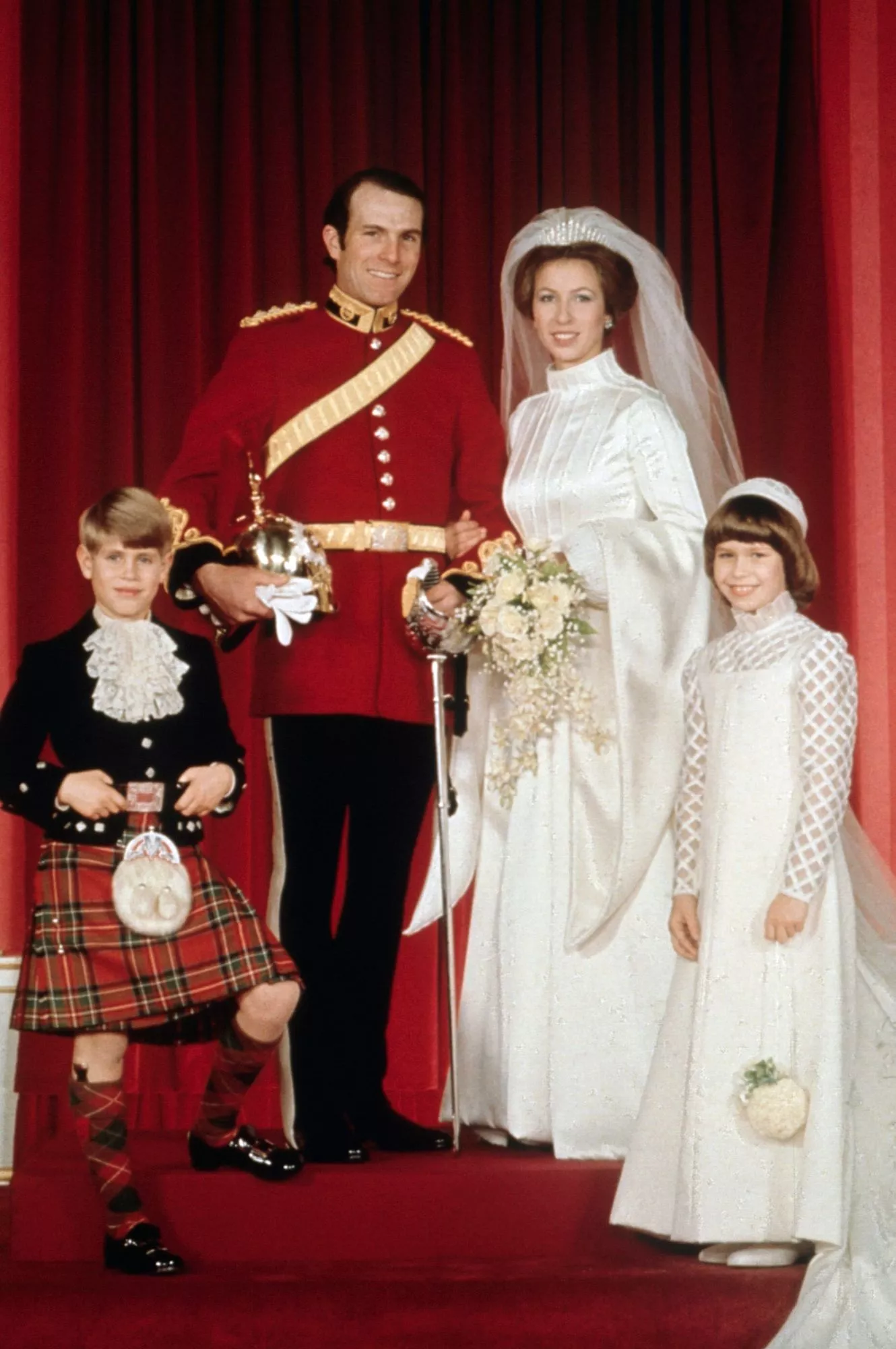 Prinsessa Anne ja ensimmäinen aviomies Mark Phillips. 