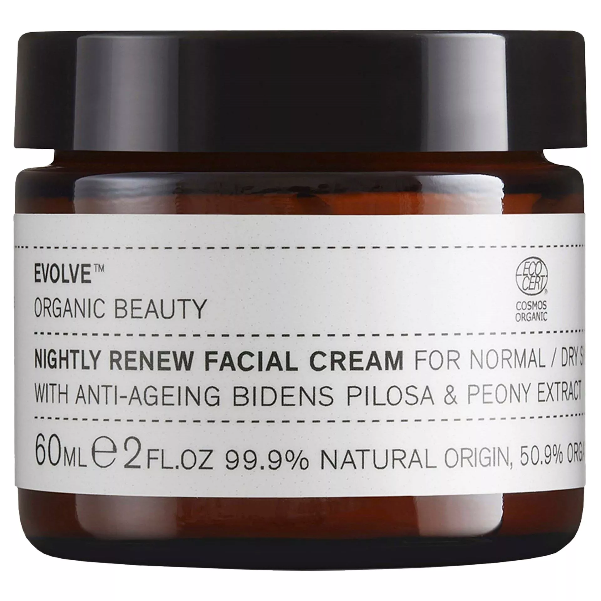 Evolve Organic Beauty Nightly Renew Facial Cream on luonnon­kosmetiikkaa, ja siinä on mieltä rauhoittava tuoksu­yhdiste, 60 ml 38 e.