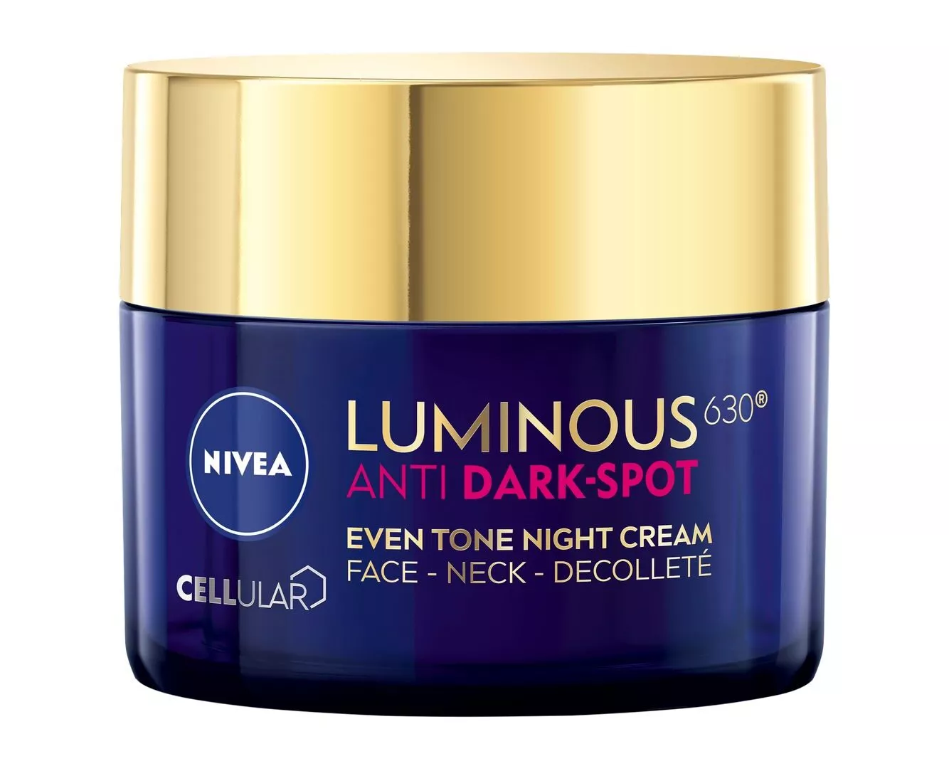 Nivea Luminous630 Anti Dark-Spot Even Tone Night Cream vähentää pigmenttimuutoksia yöunien aikana ja ehkäisee uusien syntymistä, 50 ml 25 e. 