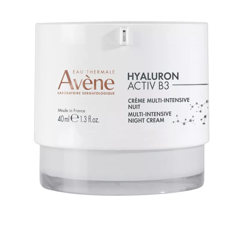 Avène Hyaluron Activ B3 Night Cream on ihoa ravitseva, uudistava ja elvyttävä yövoide, joka sopii erityisesti väsyneelle aikuiselle iholle, 40 ml 43 e.