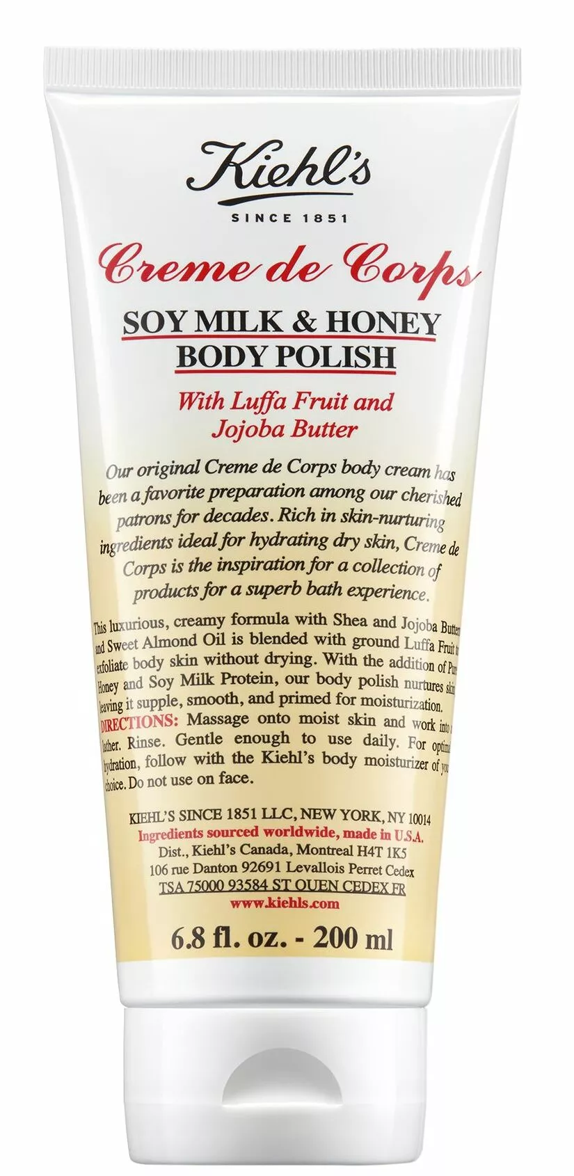 Kiehl’s Creme de Corps Soy Milk & Honey Body Polish -kuorinnassa on kosteuttavaa hunajaa ja ravitsevaa soijamaitoproteiinia, 200 ml 29 e.