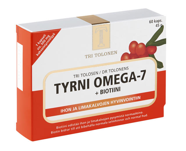 Tri Tolosen Tyrni Omega7 + biotiini -pakkaus